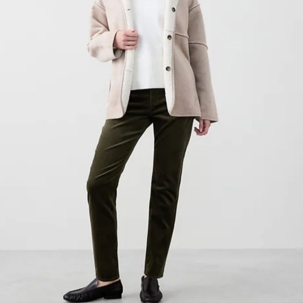 Banana Republic Waimea Olive Slim High Rise Velvet Pants NIP